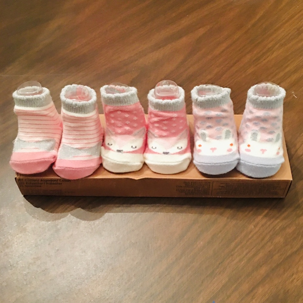 Girls 0-12 months Fox Socks Set of 3 🦊